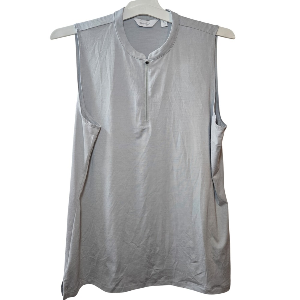 Walter Hagen Golf Sleeveless Top‎ Womens L Gray 1/4 Zip Athletic Lightweight...